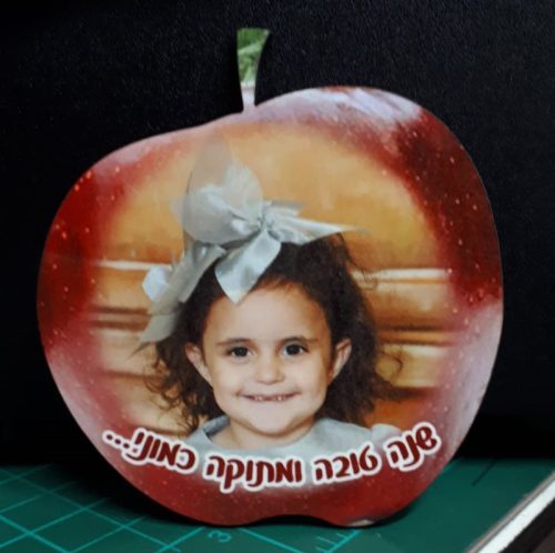תפוח עץ מגנט עם תמונת הילד .