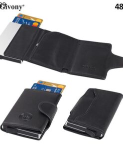 ארנק בטיחות RFID + NFC מעור נייקד תא למטבעות ו-2 תאים לשטרות עם חריטת שם אישית
