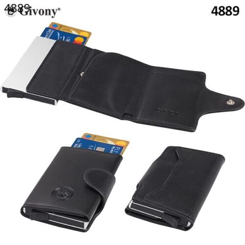 ארנק בטיחות RFID + NFC מעור נייקד תא למטבעות ו-2 תאים לשטרות עם חריטת שם אישית