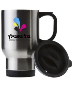 כוס טרמית כסופה עם הדפסת לוגו