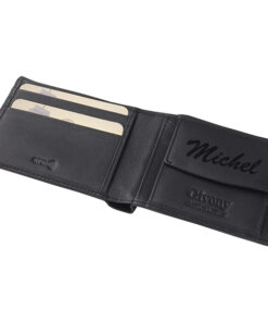 ארנק בטיחות RFID + NFC מעור נייקד תא למטבעות ו-2 תאים לשטרות מבית המותג גבעוני עם חריטה אישית