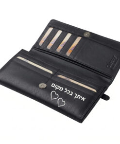 ארנק עור נאפה לאישה מבית המותג גבעוני עם הדפסה אישית
