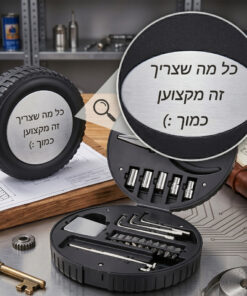 ערכת כלי עבודה "הגלגל" – כי כל מקצוען צריך את הכלים הנכונים לצידו 🚗🛠️עם חריטה אישית