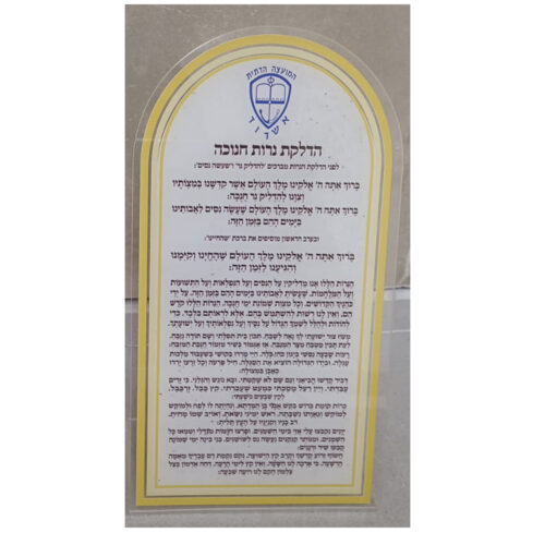סדר הדלקת נרות חנוכה על פרספקס שקוף