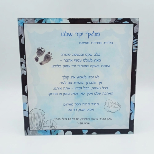 לוח זכוכית להנצחה – לחלקת עוברים (כולל משלוח והתקנה חינם)