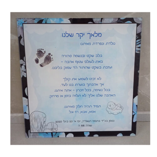 לוח זכוכית להנצחה – לחלקת עוברים (כולל משלוח והתקנה חינם)