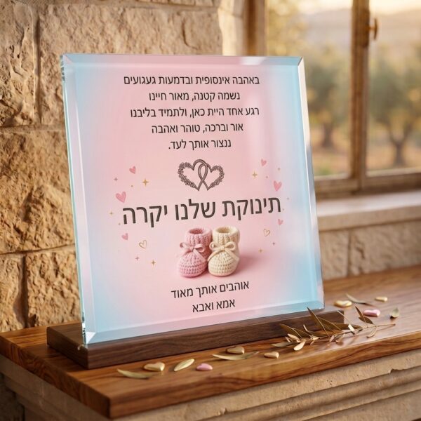 לוח זכוכית להנצחה – לחלקת עוברים (כולל משלוח והתקנה חינם)