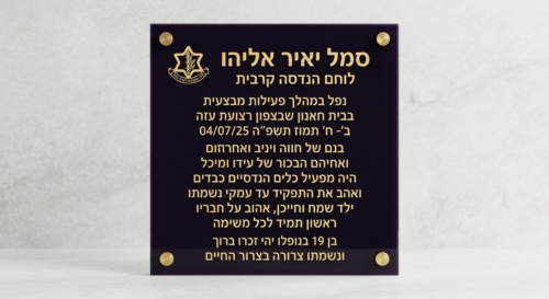 לוח הנצחה והוקרה יוקרתי בעיצוב אישי - מזכוכית
