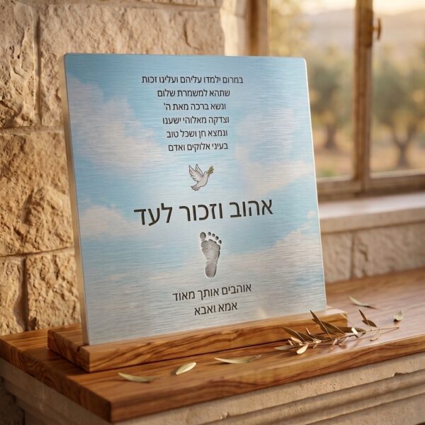 לוח אלומיניום להנצחה – לחלקת עוברים (כולל משלוח והתקנה חינם)
