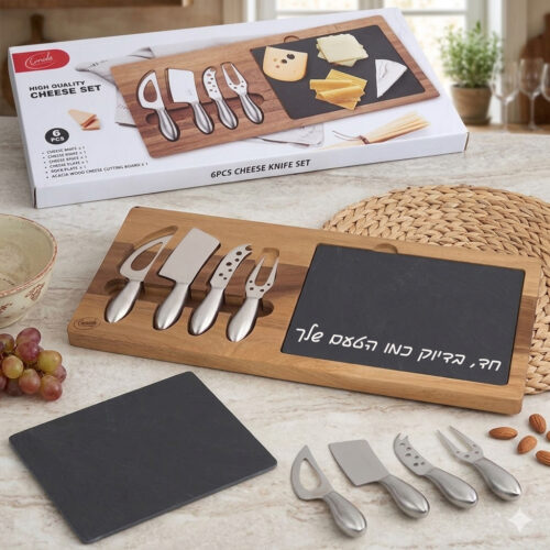 מארז הגשה יוקרתי לאירוח מושלם: סט גבינות 6 חלקים מבית Comida עם חריטה אישית 